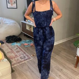 Blue Tie Dye Jumpsuit FREE PEOPLE